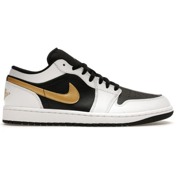 Jordan 1 Low White Black Metallic Gold Swoosh