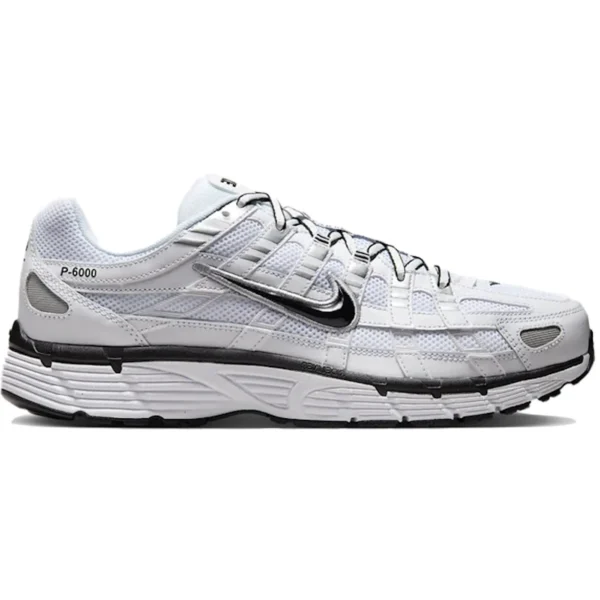 Nike P-6000 White Metallic Silver Black