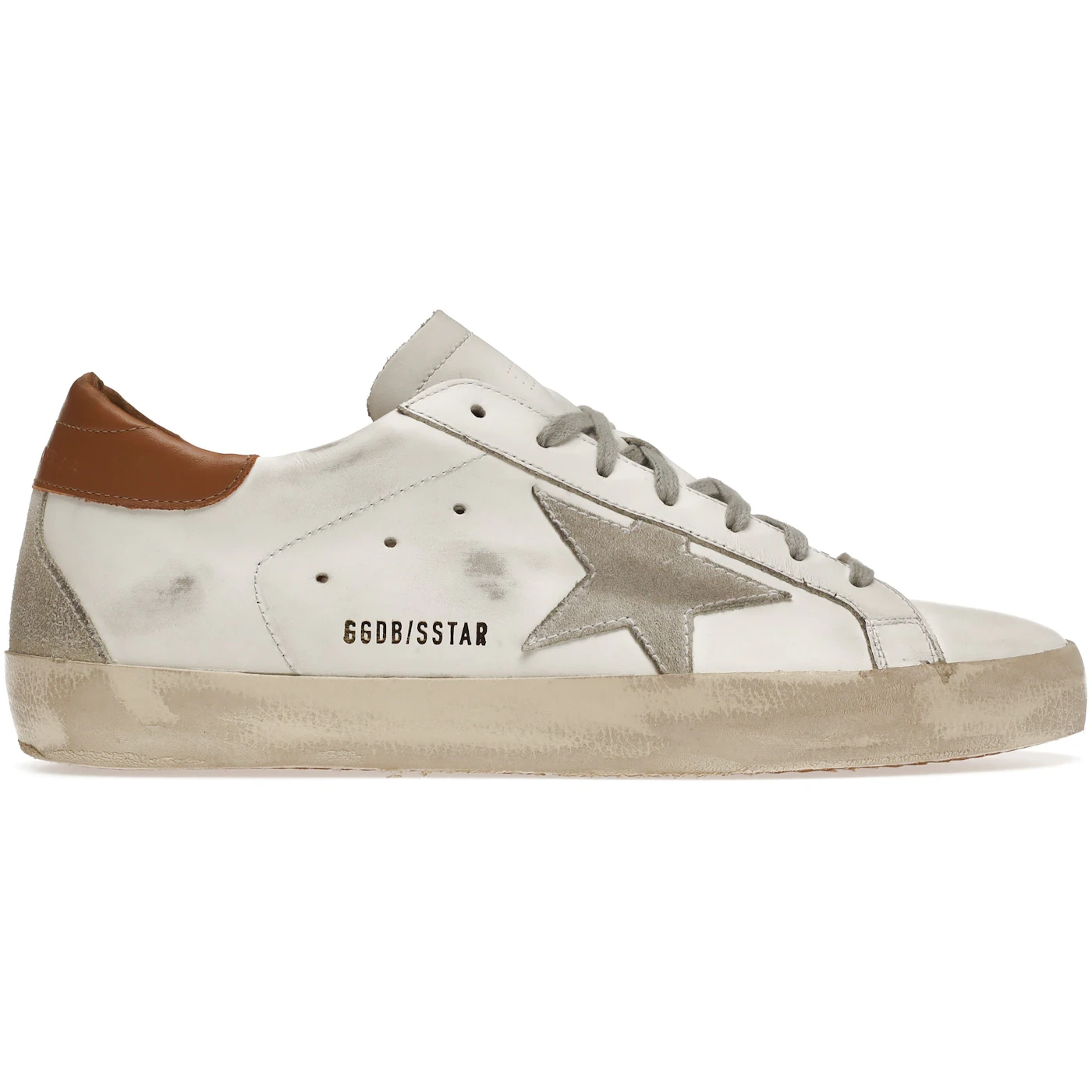 Golden Goose Super Star White Vacchetta Tan Grey Suede Patch 1
