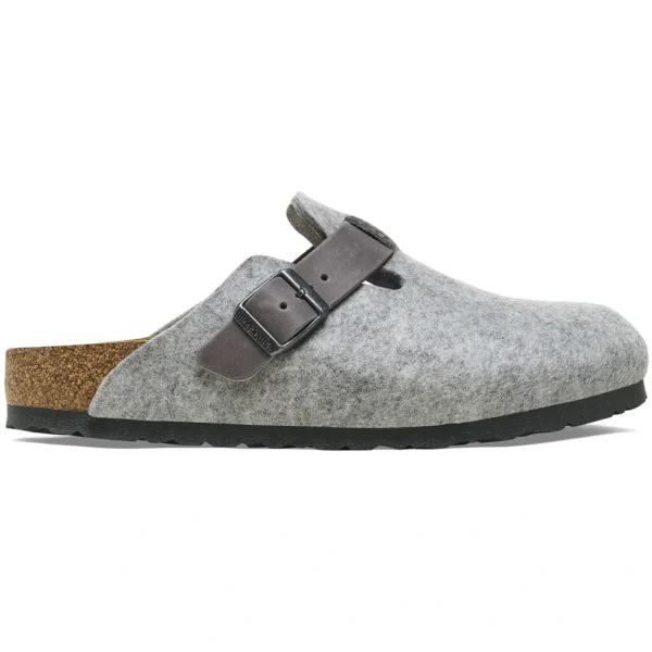 Birkenstock Boston Natural Leather-Felt Light Gray