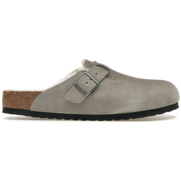 Birkenstock Boston Shearling Suede Stone Coin