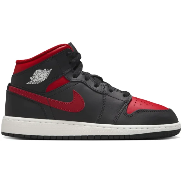 Jordan 1 Mid Black Summit White Varsity Red (GS)