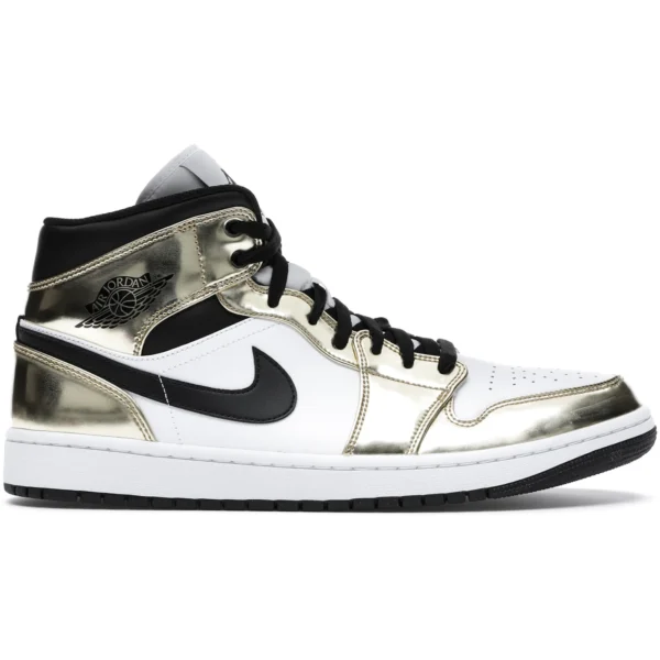 Jordan 1 Mid Metallic Gold Black White