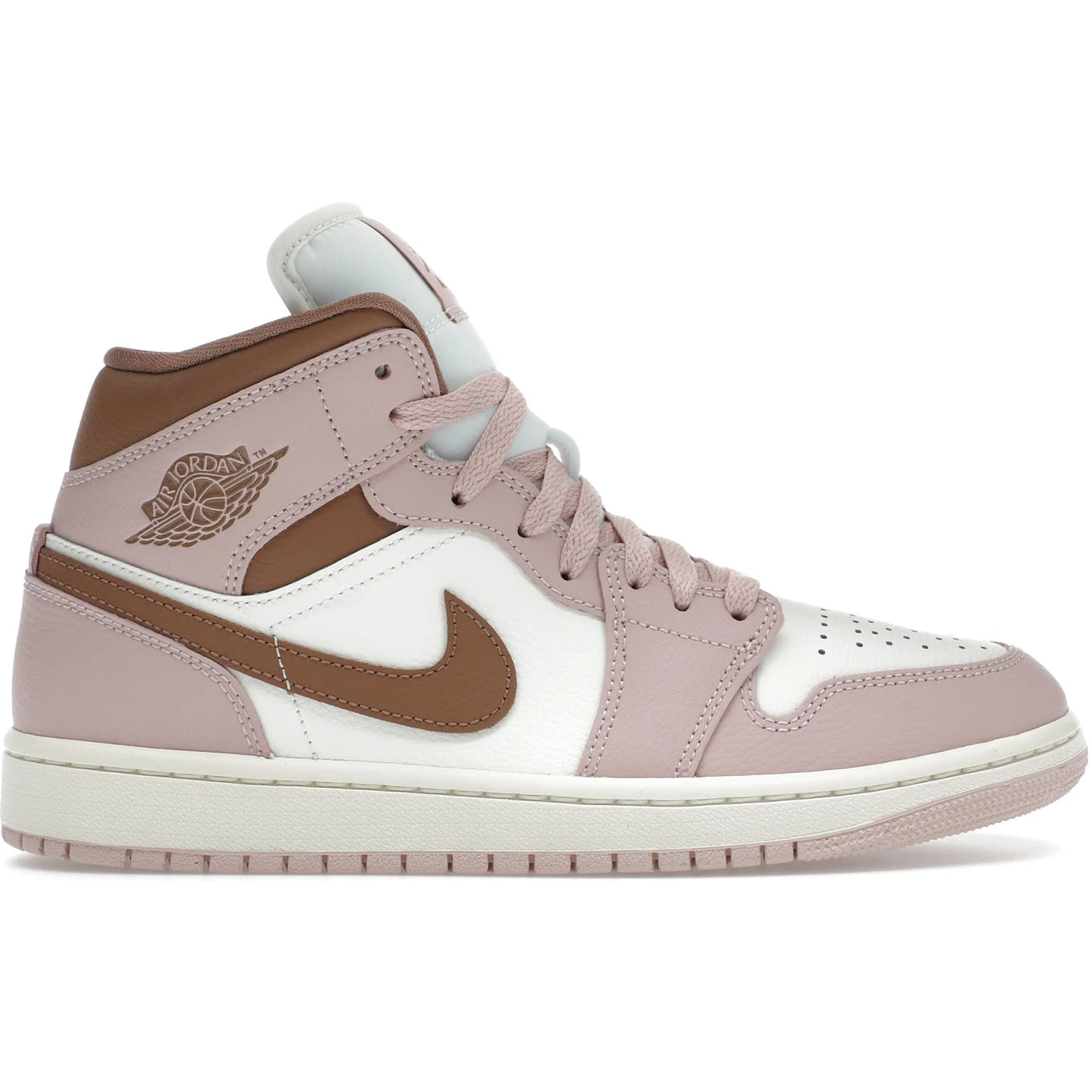 Jordan 1 Mid Pink Oxford Brown (Women's) 1 Jordan 1 Mid Pink Oxford Brown Womens 1
