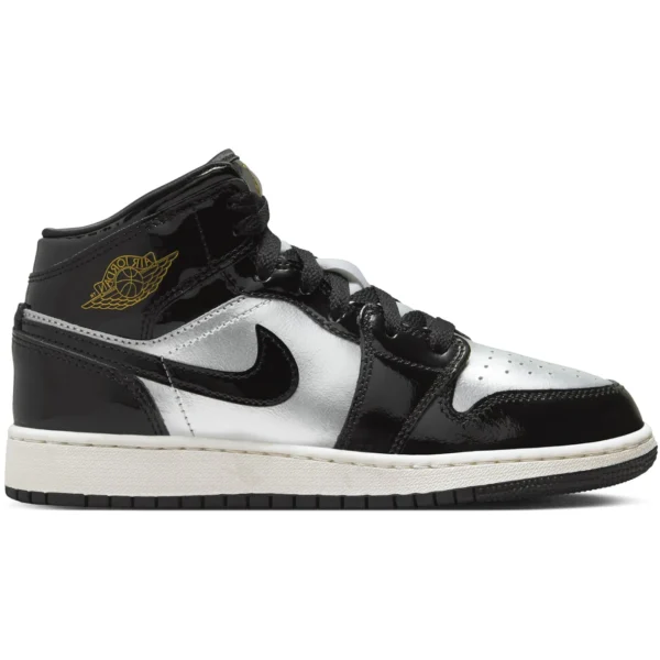 Jordan 1 Mid SE Black Metallic Silver Sail Metallic Gold (GS)