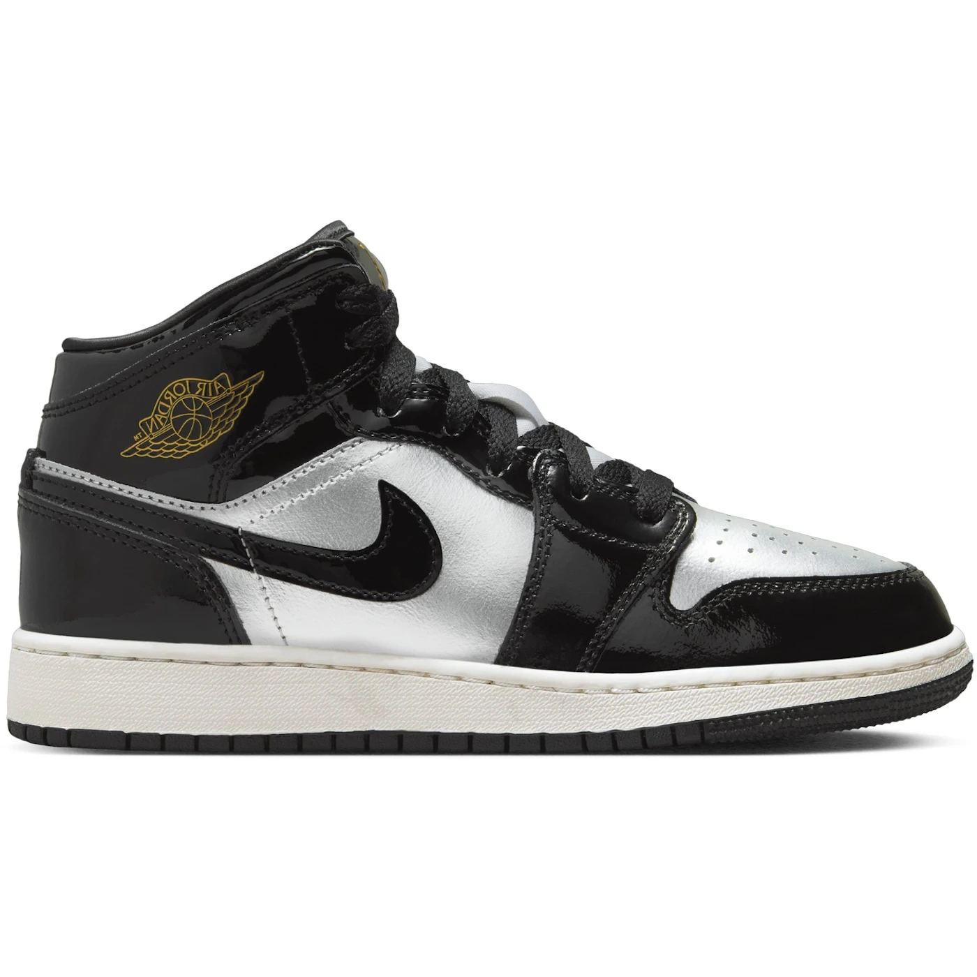 Jordan 1 Mid SE Black Metallic Silver Sail Metallic Gold (GS)