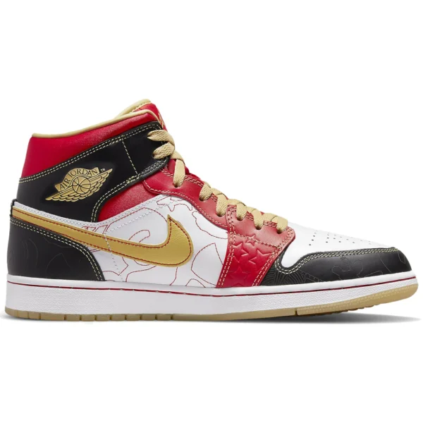 Jordan 1 Mid XQ White Black Sport Red
