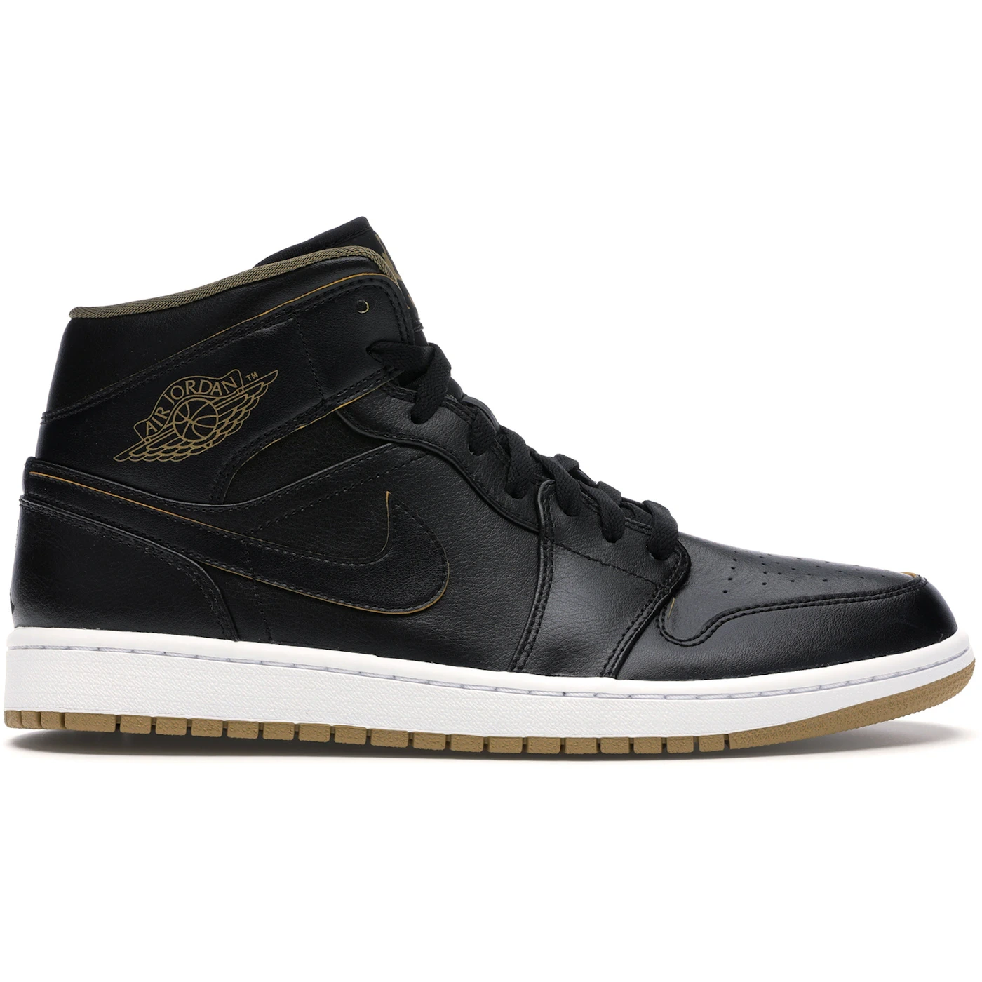 Jordan 1 Retro Mid Black Metallic Gold 1