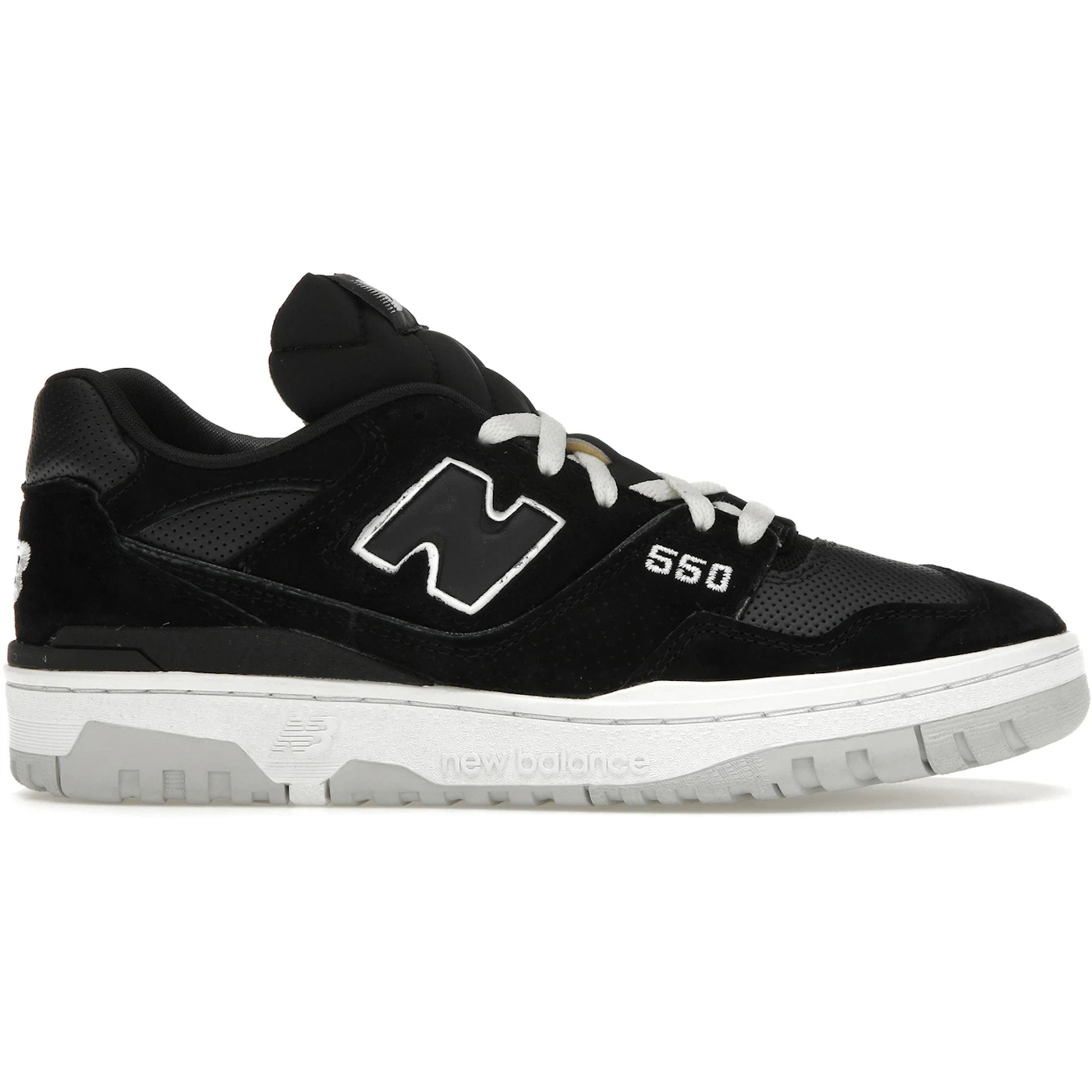 New Balance 550 Suede Perforated Leather Black White 1