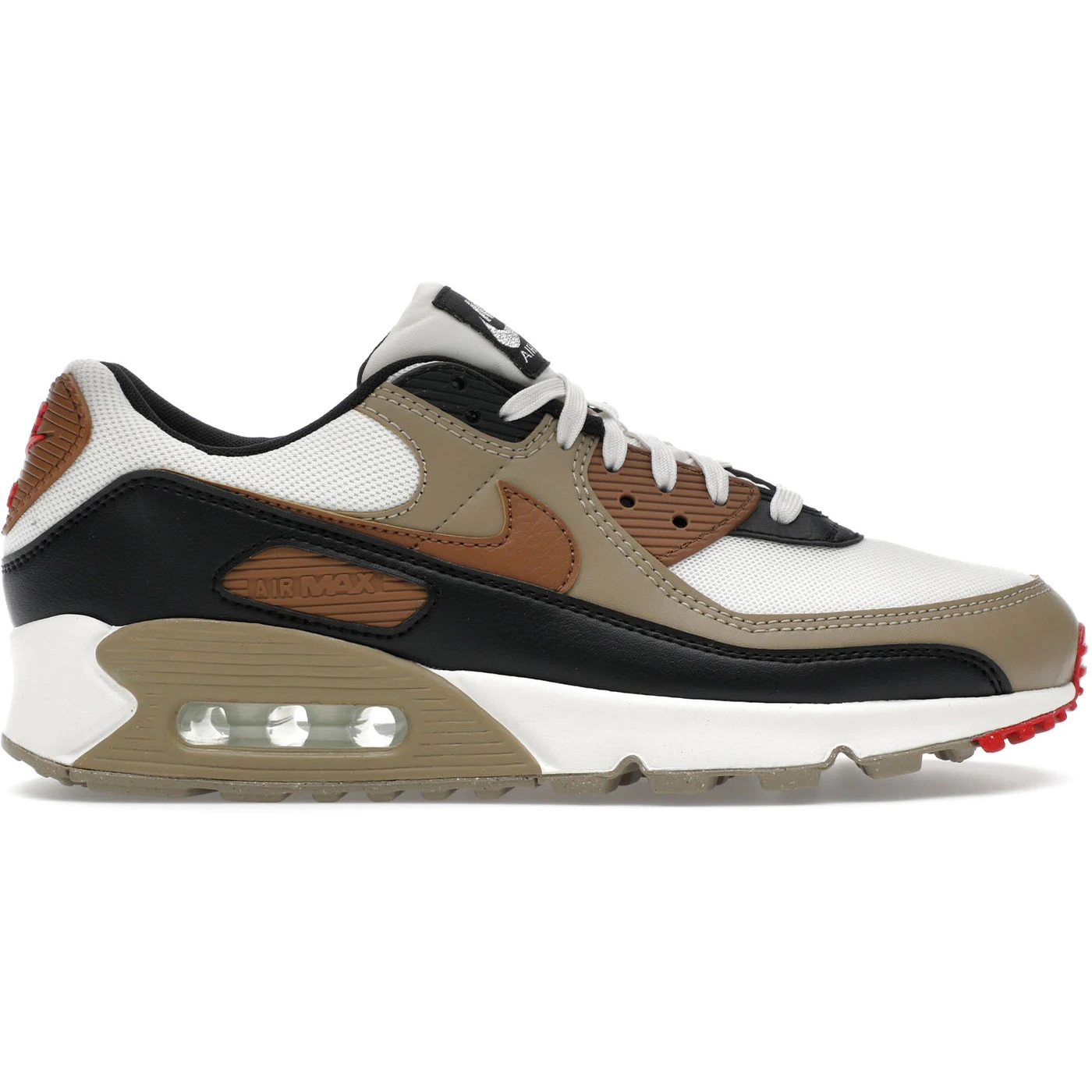 Nike Air Max 90 Phantom Black Fire Red Light British Tan (Women's) 1 Nike Air Max 90 Phantom Black Fire Red Light British Tan Womens 1