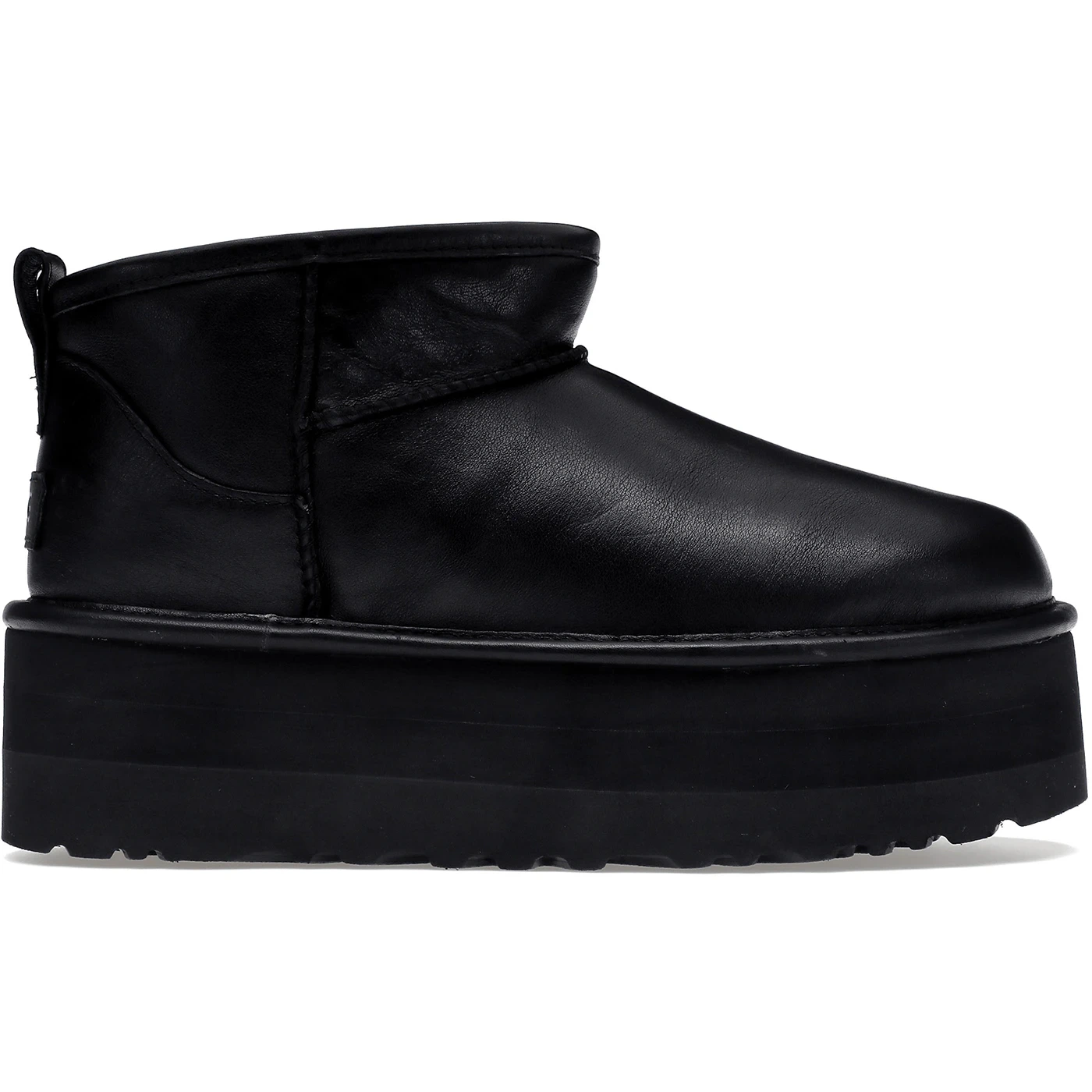UGG Classic Ultra Mini Platform Boot Black Leather Womens 1