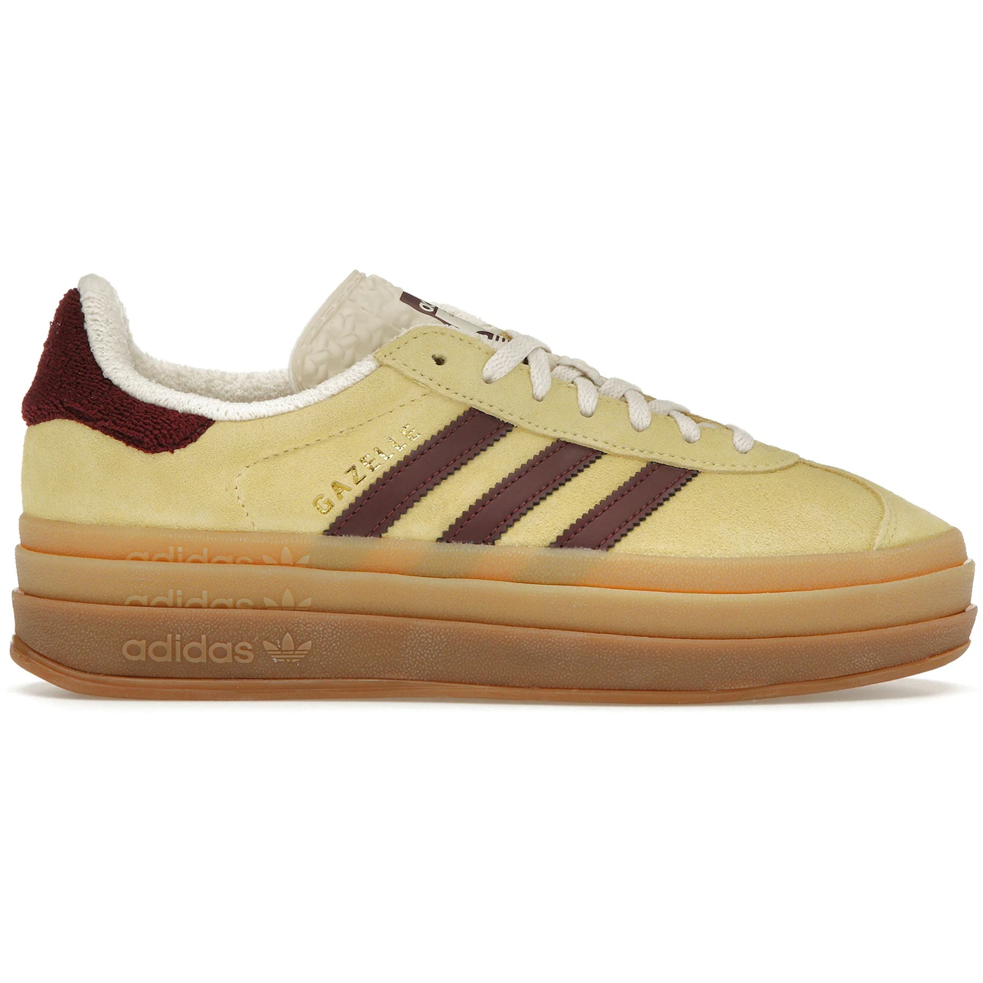 adidas Gazelle Bold Almost Yellow Maroon Womens 1