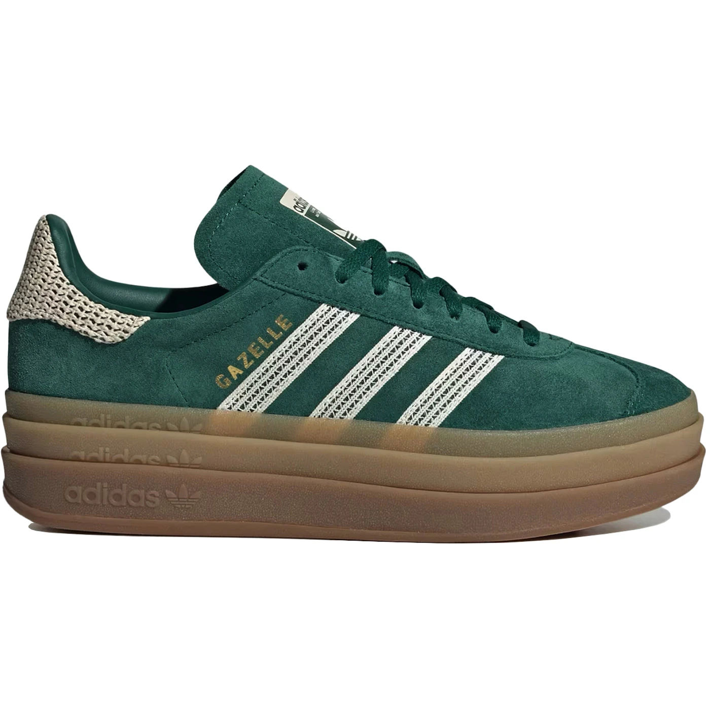 adidas Gazelle Bold Collegiate Green White Gold Womens 1