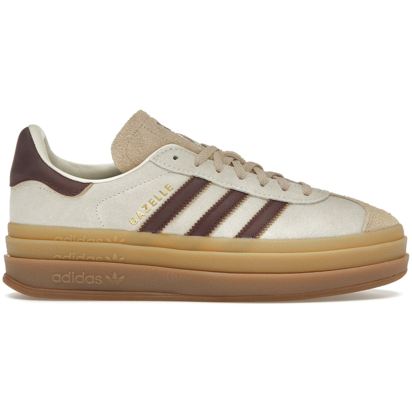 adidas Gazelle Bold Cream White Maroon Womens 1