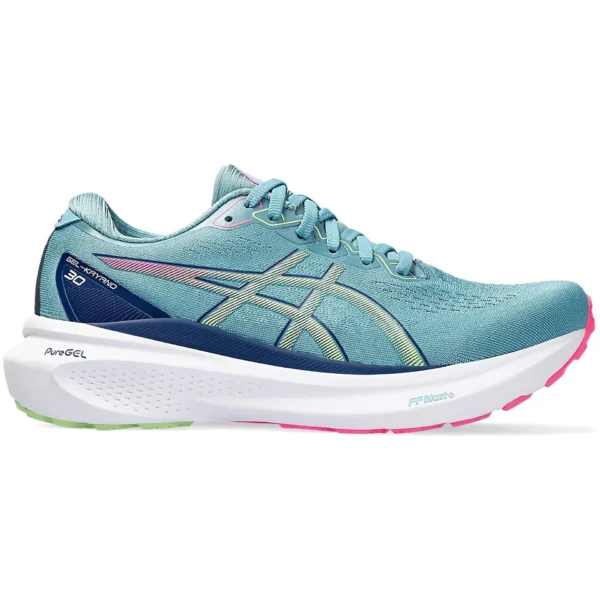 ASICS Gel-Kayano 30 Gris Blue Lime Green Pink (Womens)