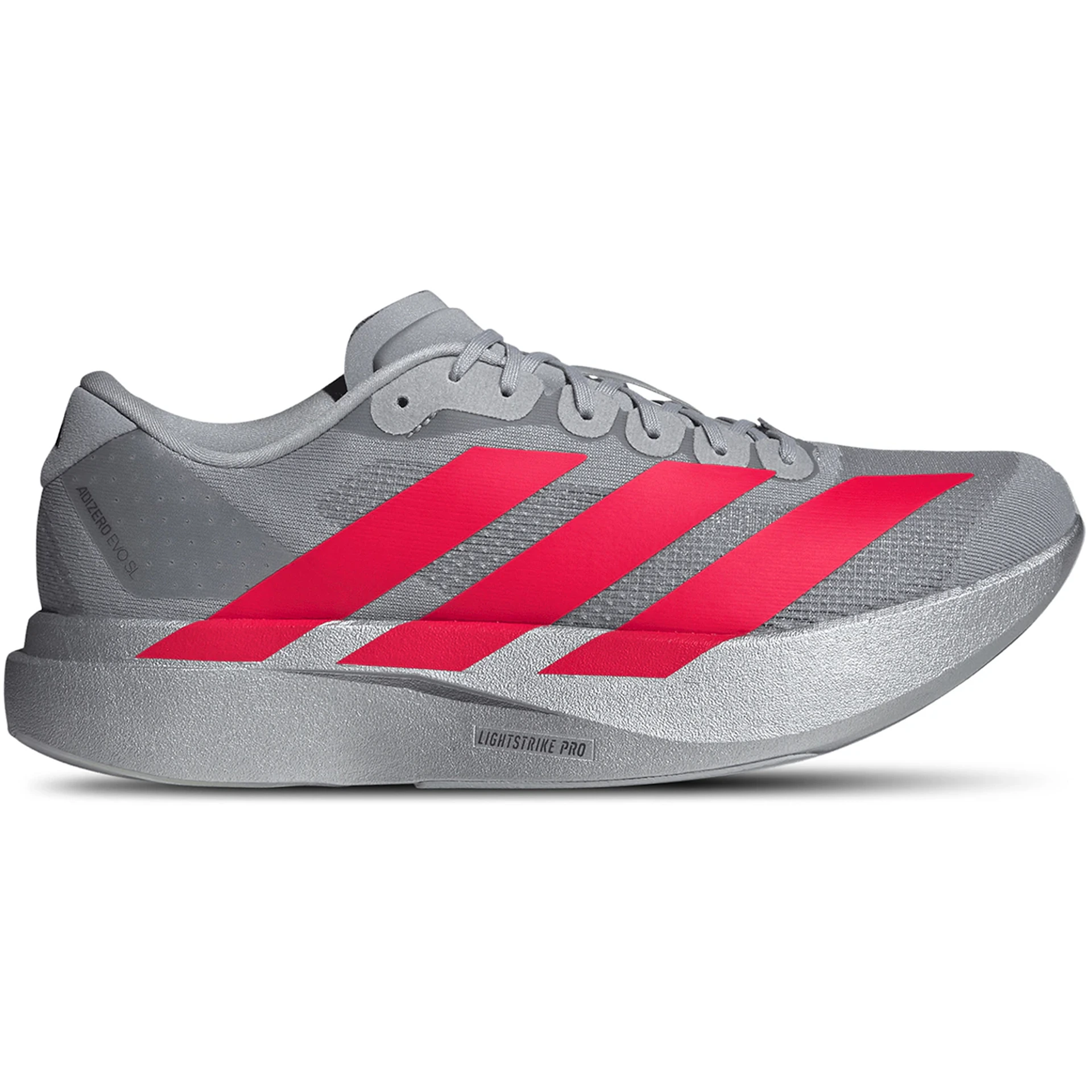 adidas Adizero Evo SL Silver Metallic Lucid Red 3 adidas Adizero Evo SL Silver Metallic Lucid Red