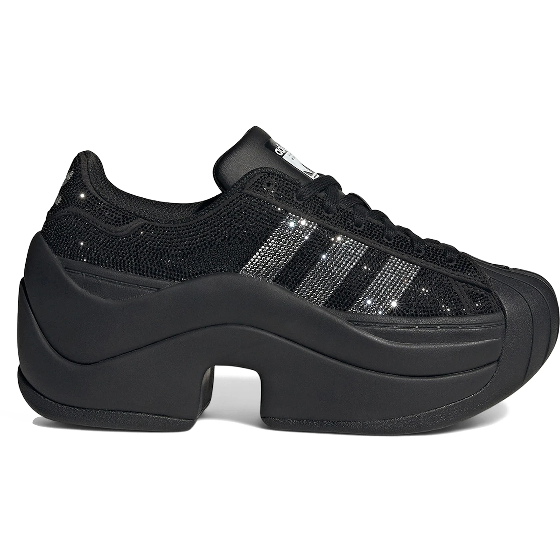 adidas Superstar Bold Rhinestone Black Silver Womens 3
