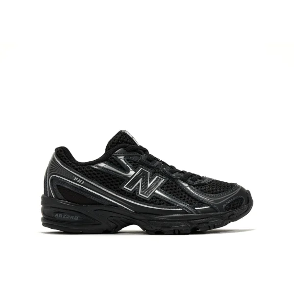 New Balance 740 Bungee Lace Black Grey Silver (PS)