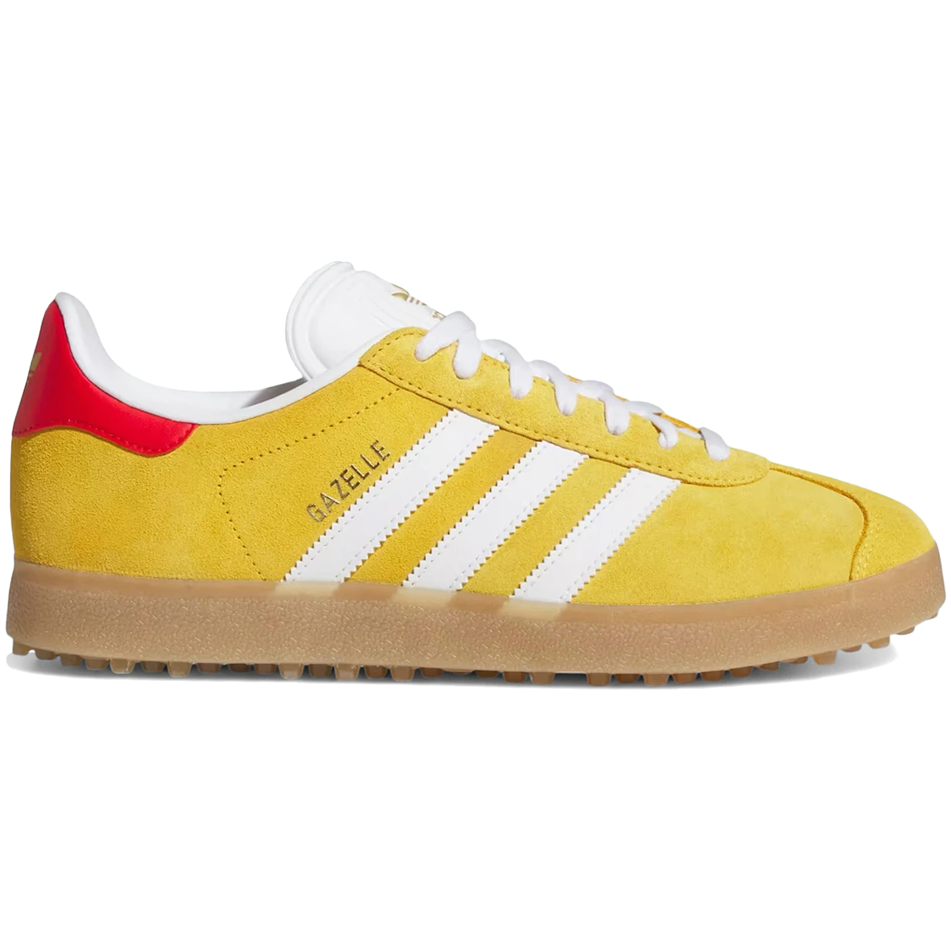 adidas Gazelle Spikeless Golf Bold Gold White Better Scarlet 1 adidas Gazelle Spikeless Golf Bold Gold White Better Scarlet