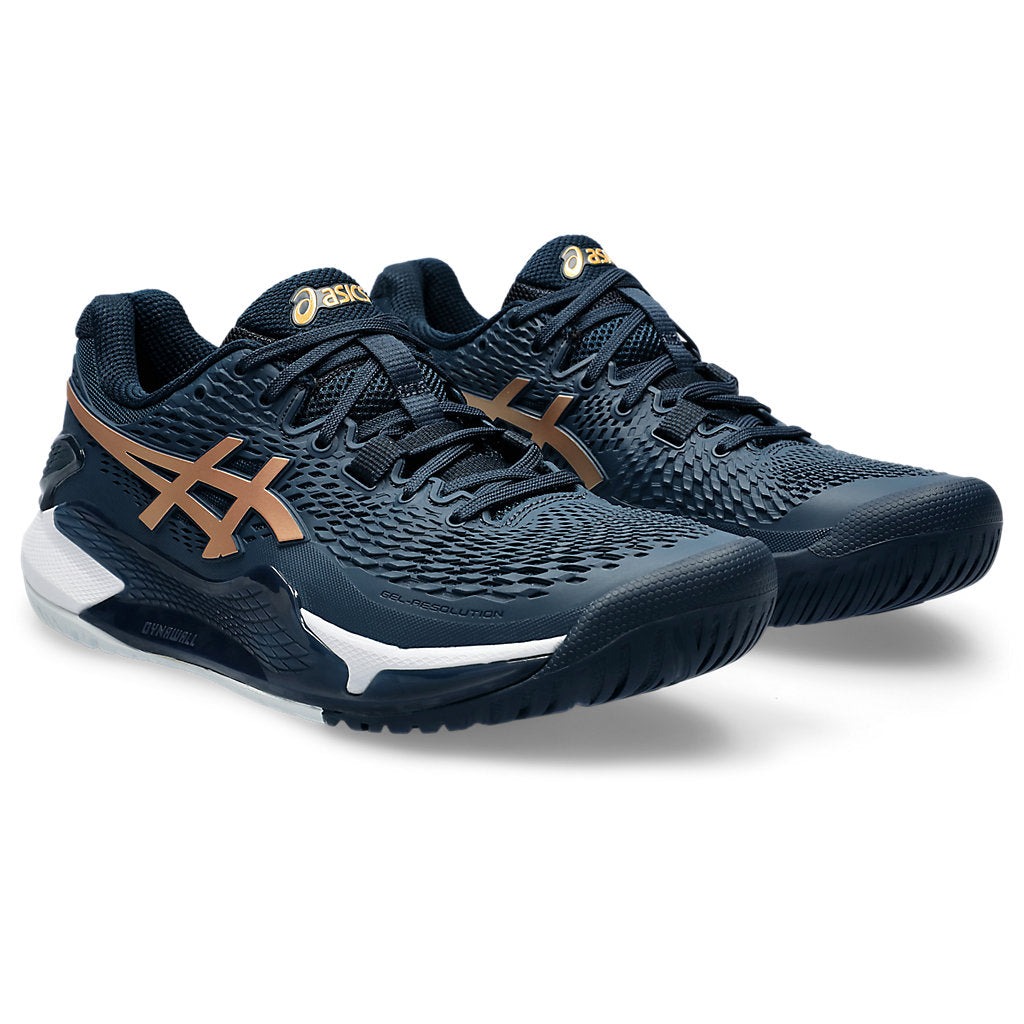 ASICS Gel-Resolution 9 French Blue Pure Gold (Womens) 5 ASICS Gel-Resolution 9 French Blue Pure Gold (Womens)