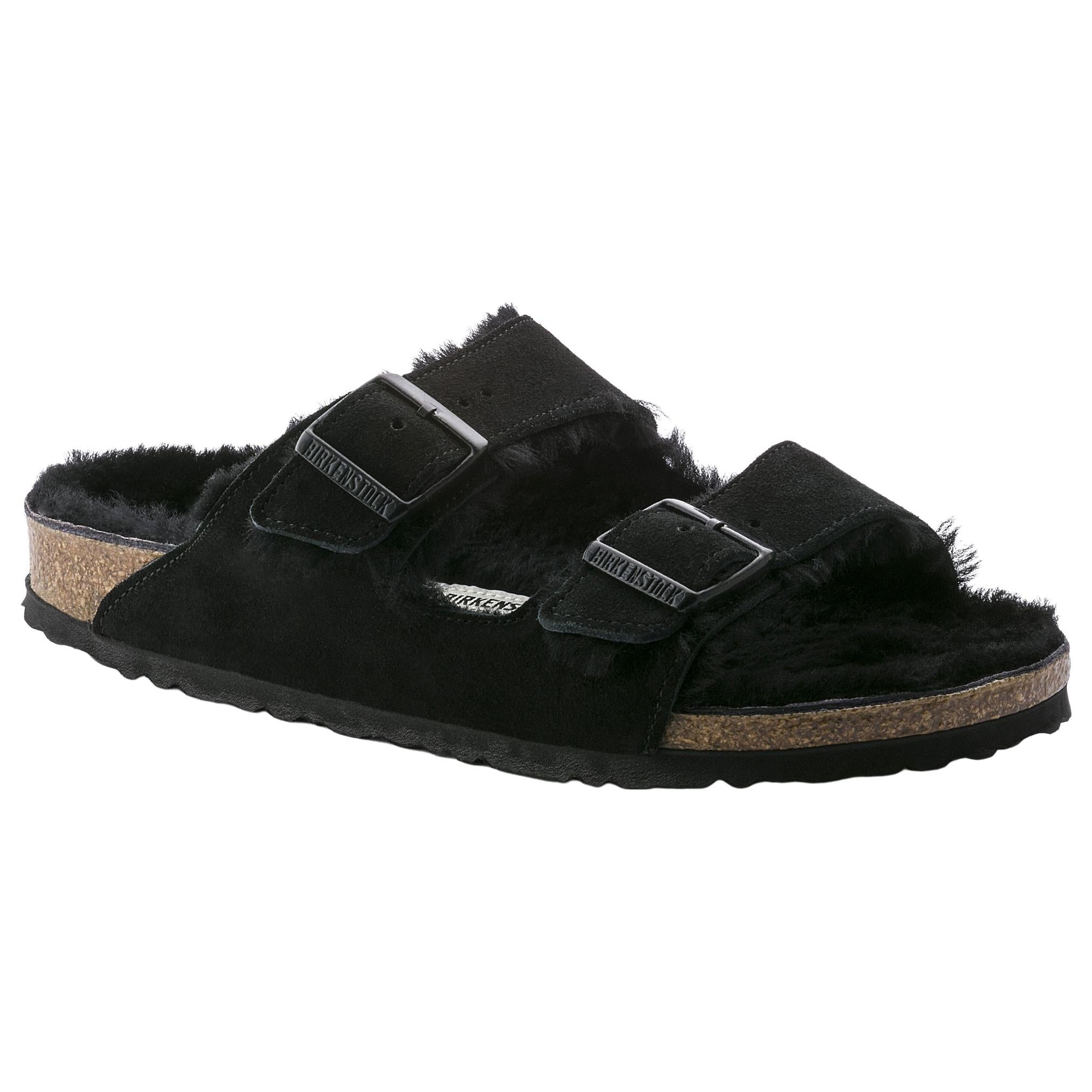 Birkenstock Arizona Shearling Suede Leather Black 4 Birkenstock Arizona Shearling Suede Leather Black