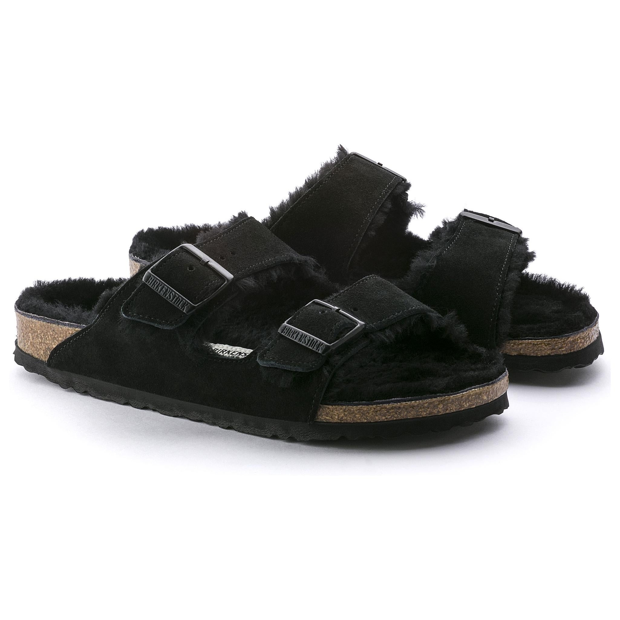 Birkenstock Arizona Shearling Suede Leather Black 5 Birkenstock Arizona Shearling Suede Leather Black
