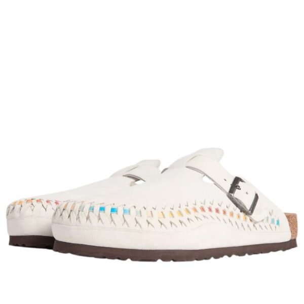 Birkenstock Boston Braided Suede Kith Antique White Tie Dye