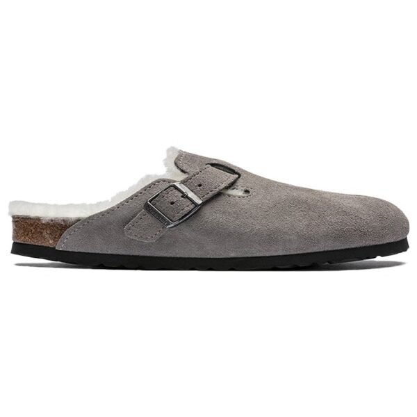 Birkenstock Boston Shearling Suede Stone Coin