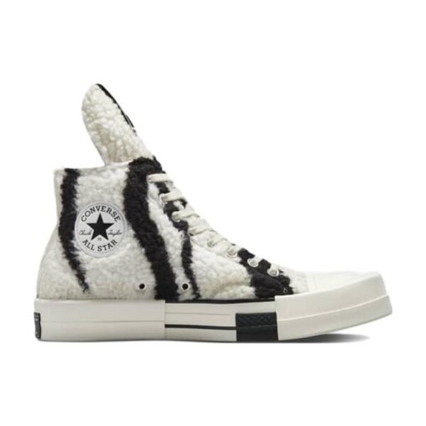 Converse TURBODRK Chuck Taylor All Star 70 Hi Rick Owens DRKSHDW Sherpa Zebra Print White Black