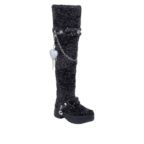 Crocs Classic Unfurgettable Knee High Boot Black Leopard (Women’s)