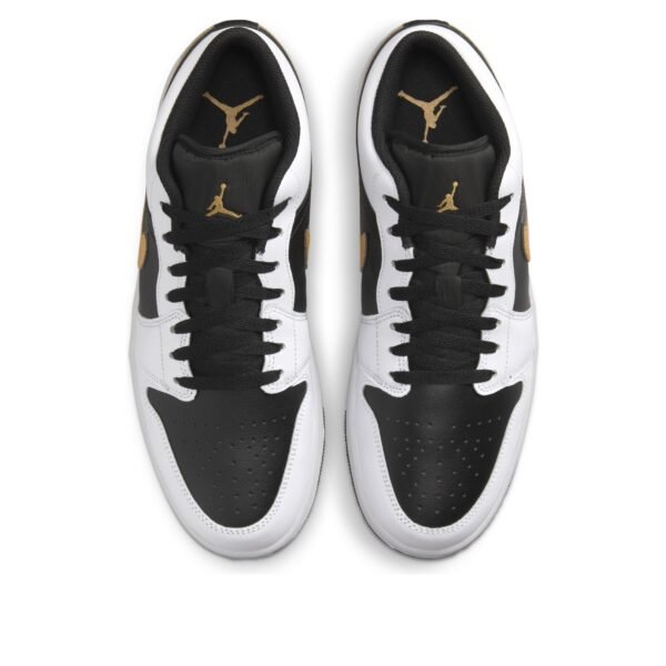 Jordan 1 Low White Black Metallic Gold Swoosh