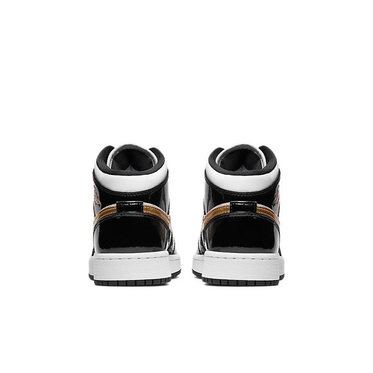 Jordan 1 Mid Patent Black White Gold (GS) 6 Jordan 1 Mid Patent Black White Gold (GS)