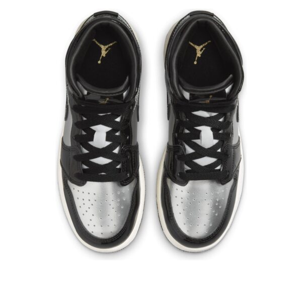 Jordan 1 Mid SE Black Metallic Silver Sail Metallic Gold (GS)