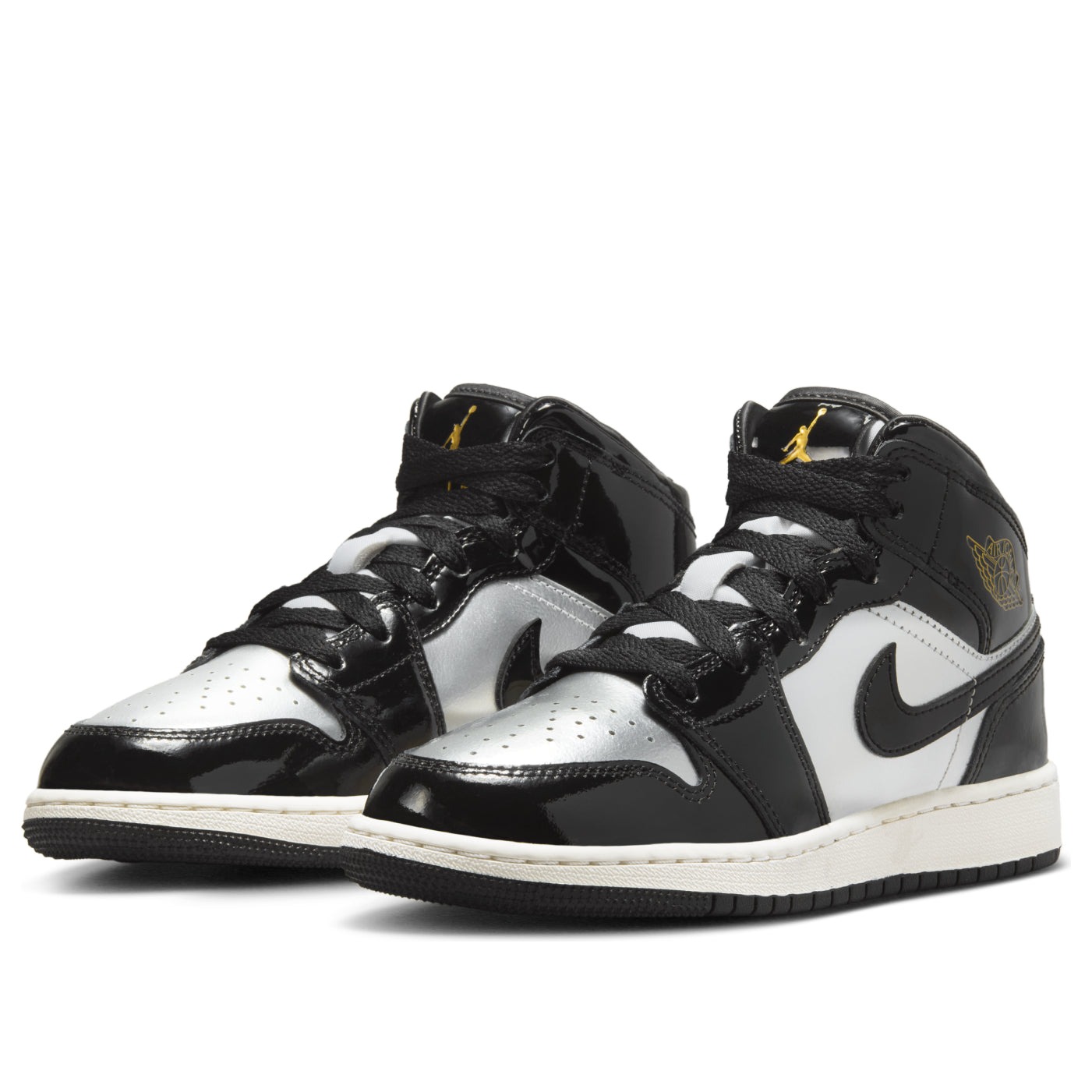 Jordan 1 Mid SE Black Metallic Silver Sail Metallic Gold (GS) 6 Jordan 1 Mid SE Black Metallic Silver Sail Metallic Gold (GS)