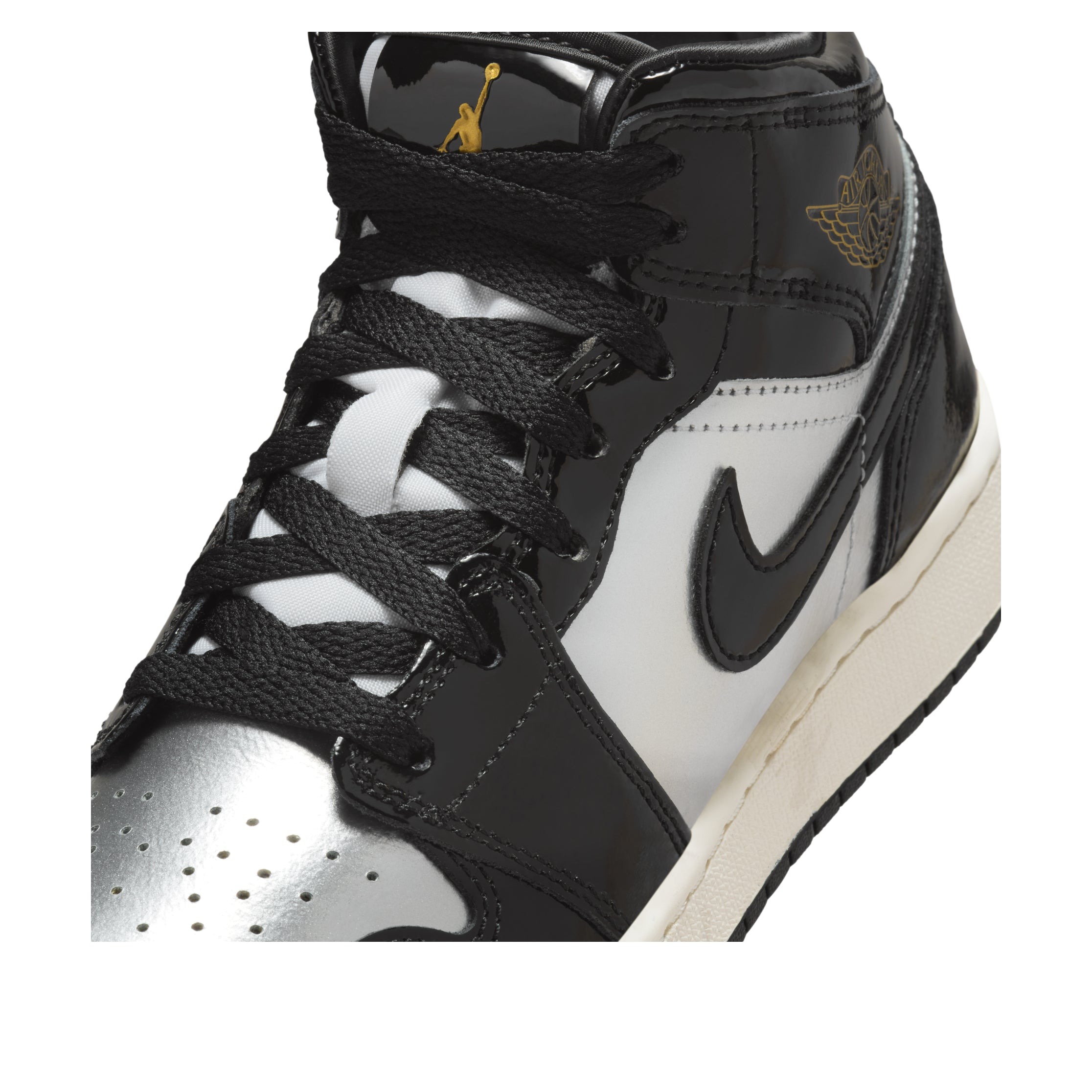 Jordan 1 Mid SE Black Metallic Silver Sail Metallic Gold (GS) 7 Jordan 1 Mid SE Black Metallic Silver Sail Metallic Gold (GS)