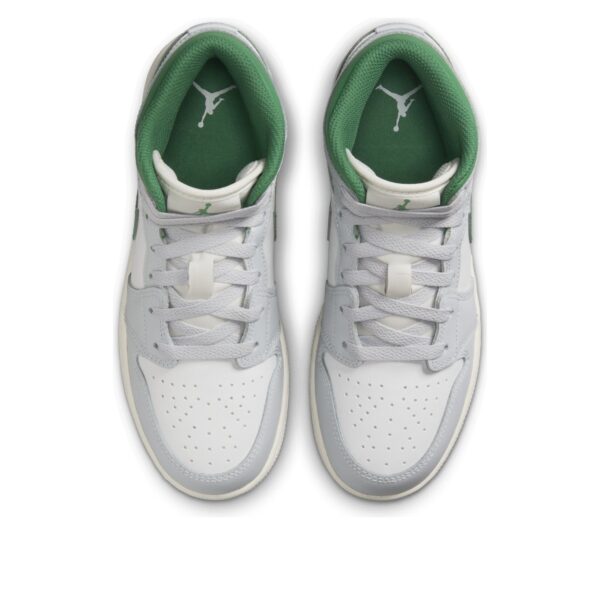 Jordan 1 Mid White Pure Platinum Pine Green (GS)