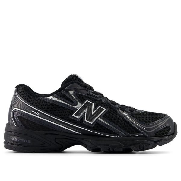 New Balance 740 Bungee Lace Black Grey Silver (PS)