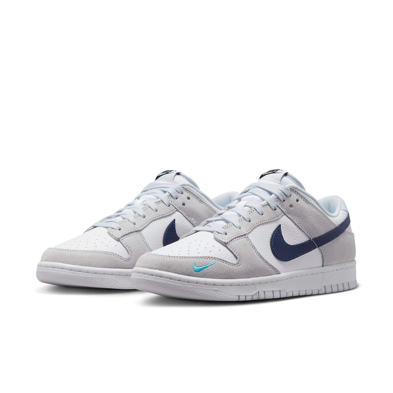 Nike Dunk Low White Grey Navy Aqua Mini Swoosh 5 Nike Dunk Low White Grey Navy Aqua Mini Swoosh