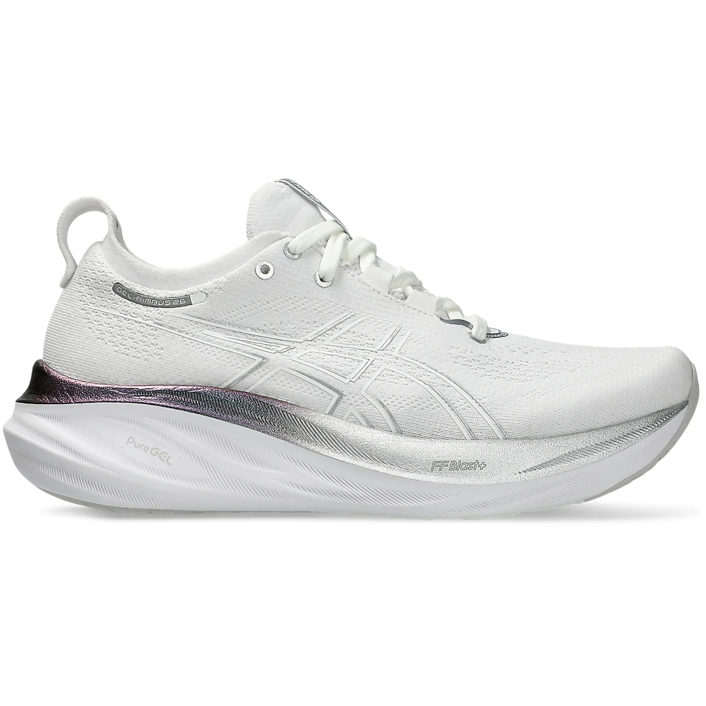 ASICS Gel-Nimbus 26 Platinum Real White Pure Silver (Womens) 1 ASICS Gel Nimbus 26 Platinum Real White Pure Silver Womens 2