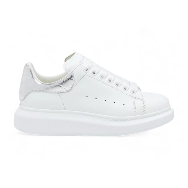 Alexander McQueen Oversized White Silver Croc (Womens)