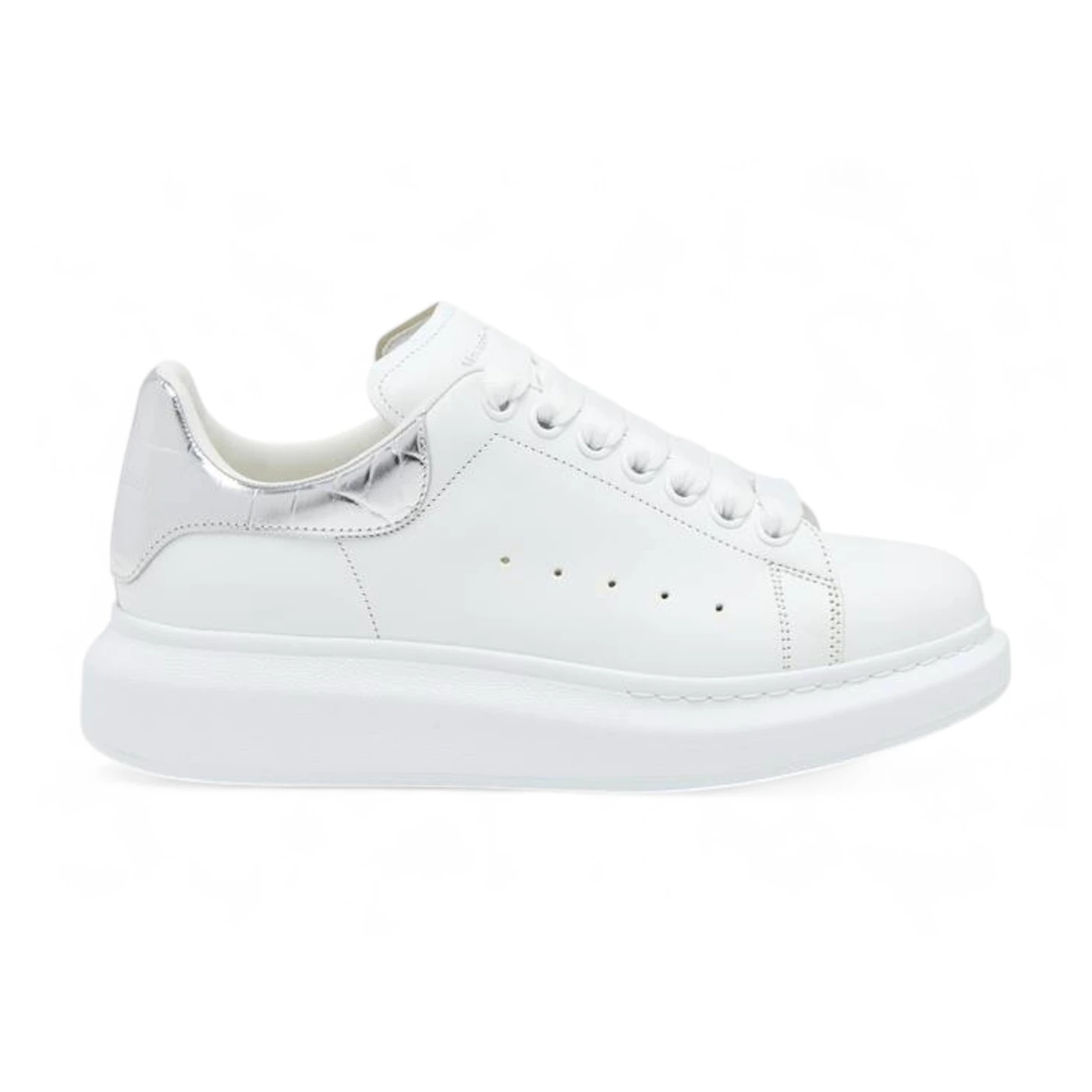 Alexander McQueen Oversized White Silver Croc (Womens) 2 Alexander McQueen Oversized White Silver Croc (Womens)