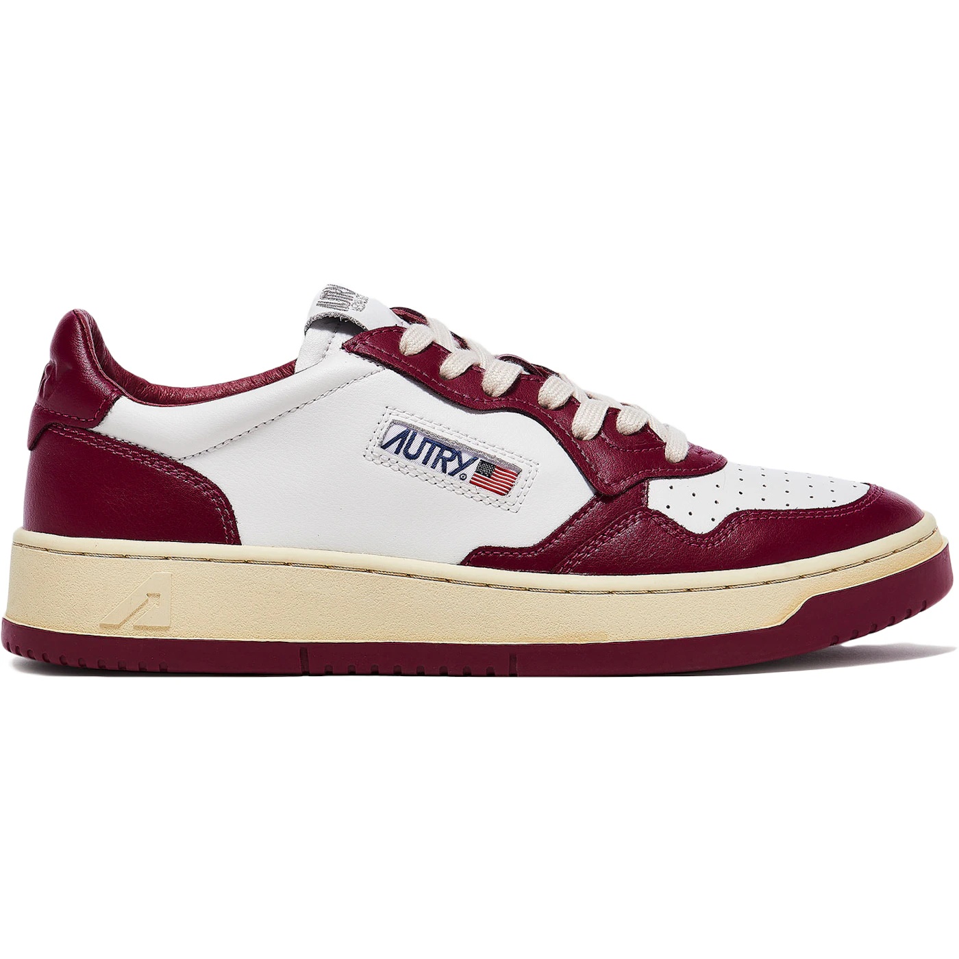 Autry Medalist Leather Low Burgundy White 1 Autry Medalist Leather Low Burgundy White 3