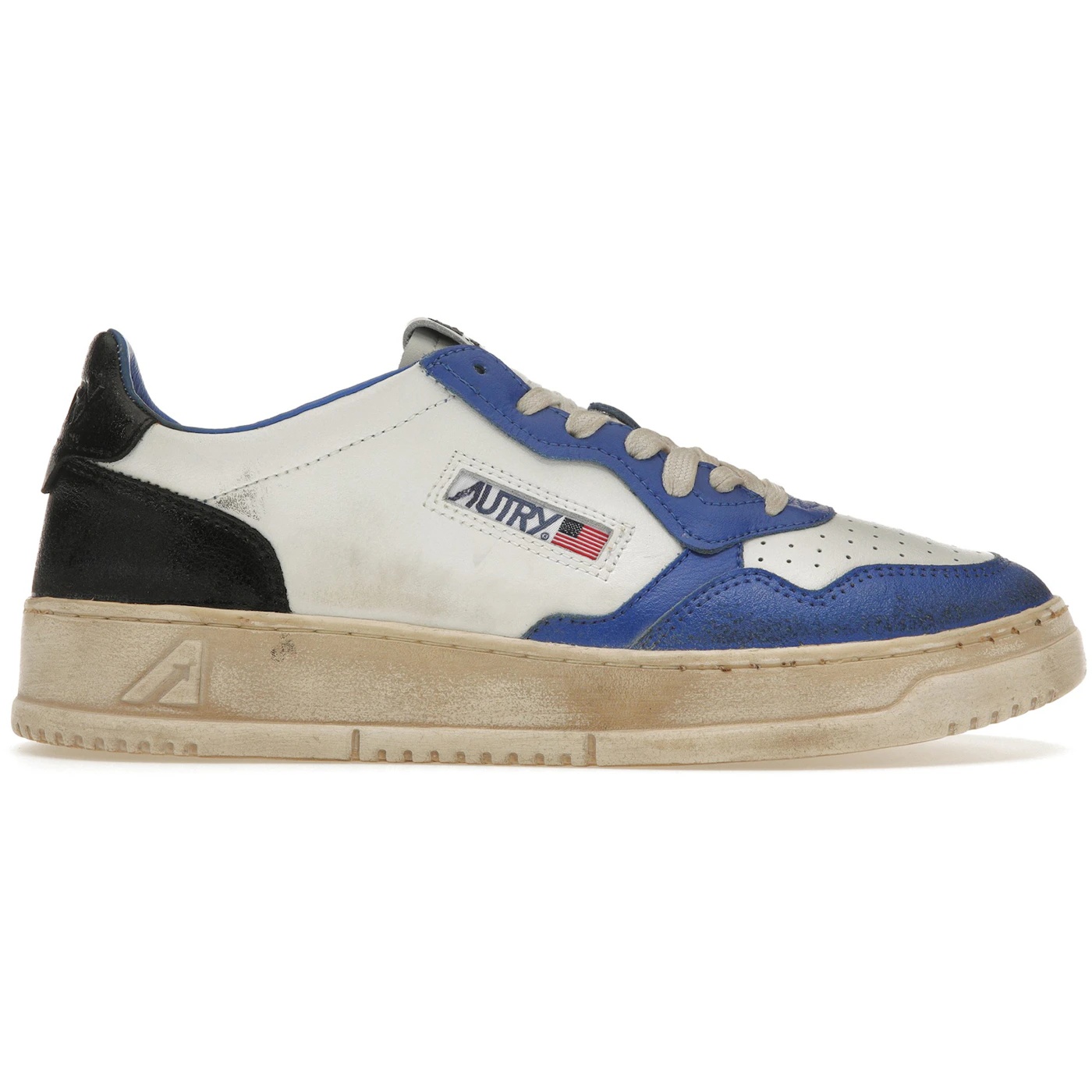 Autry Medalist Leather Low Distressed White Black Azure 3 Autry Medalist Leather Low Distressed White Black Azure
