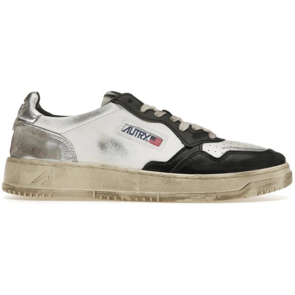 Autry Medalist Leather Low Distressed White Black Silver