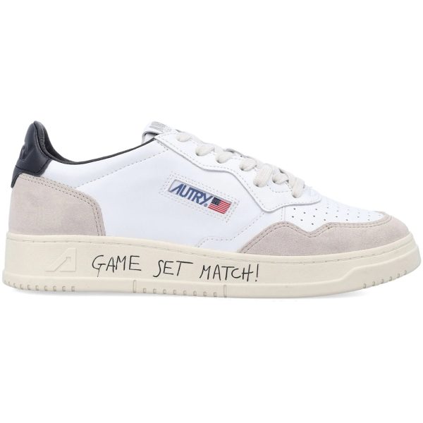 Autry Medalist Leather Low Game Set Match! White Black Grey