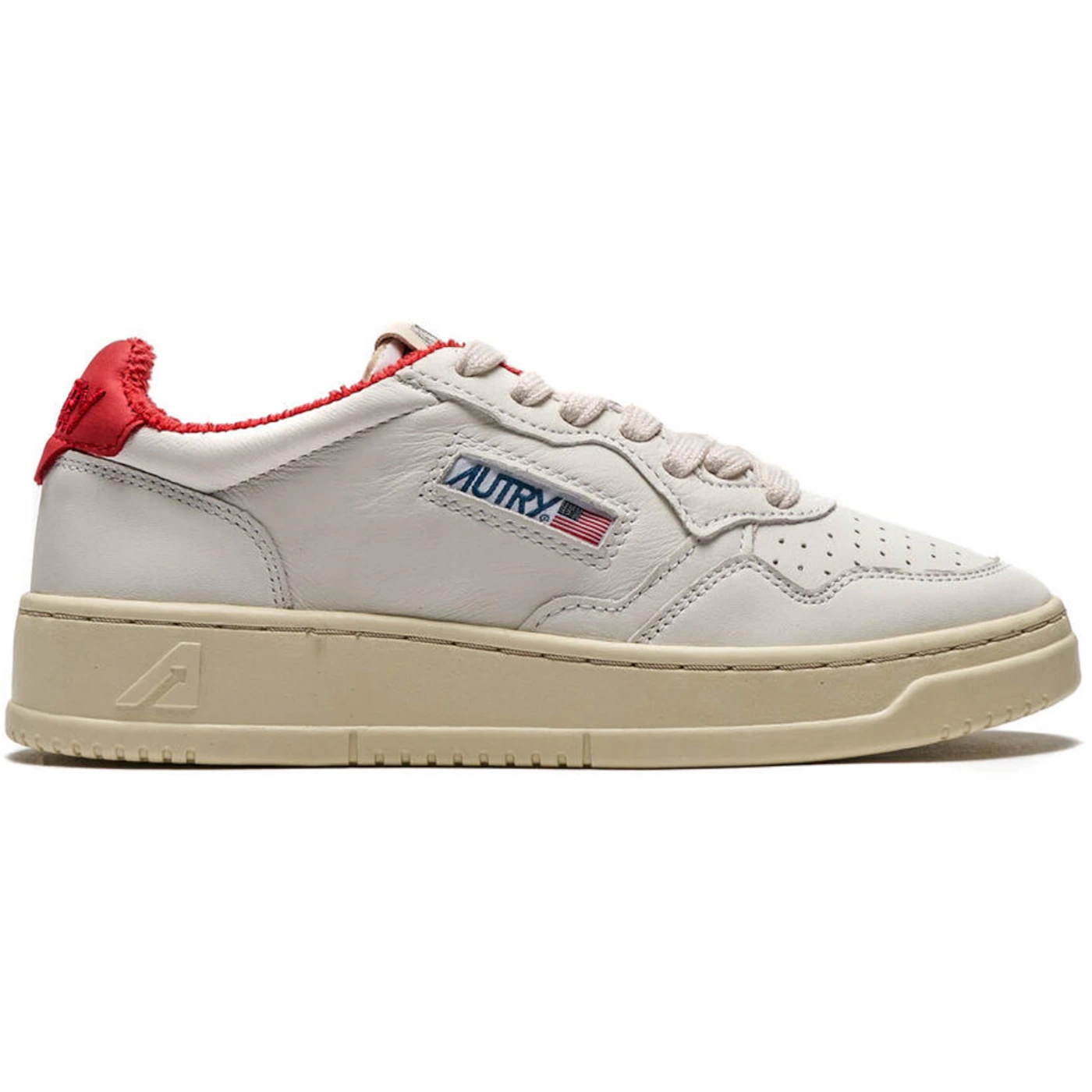 Autry Medalist Leather Low Sport White Red (Womens) 2 Autry Medalist Leather Low Sport White Red Womens 3
