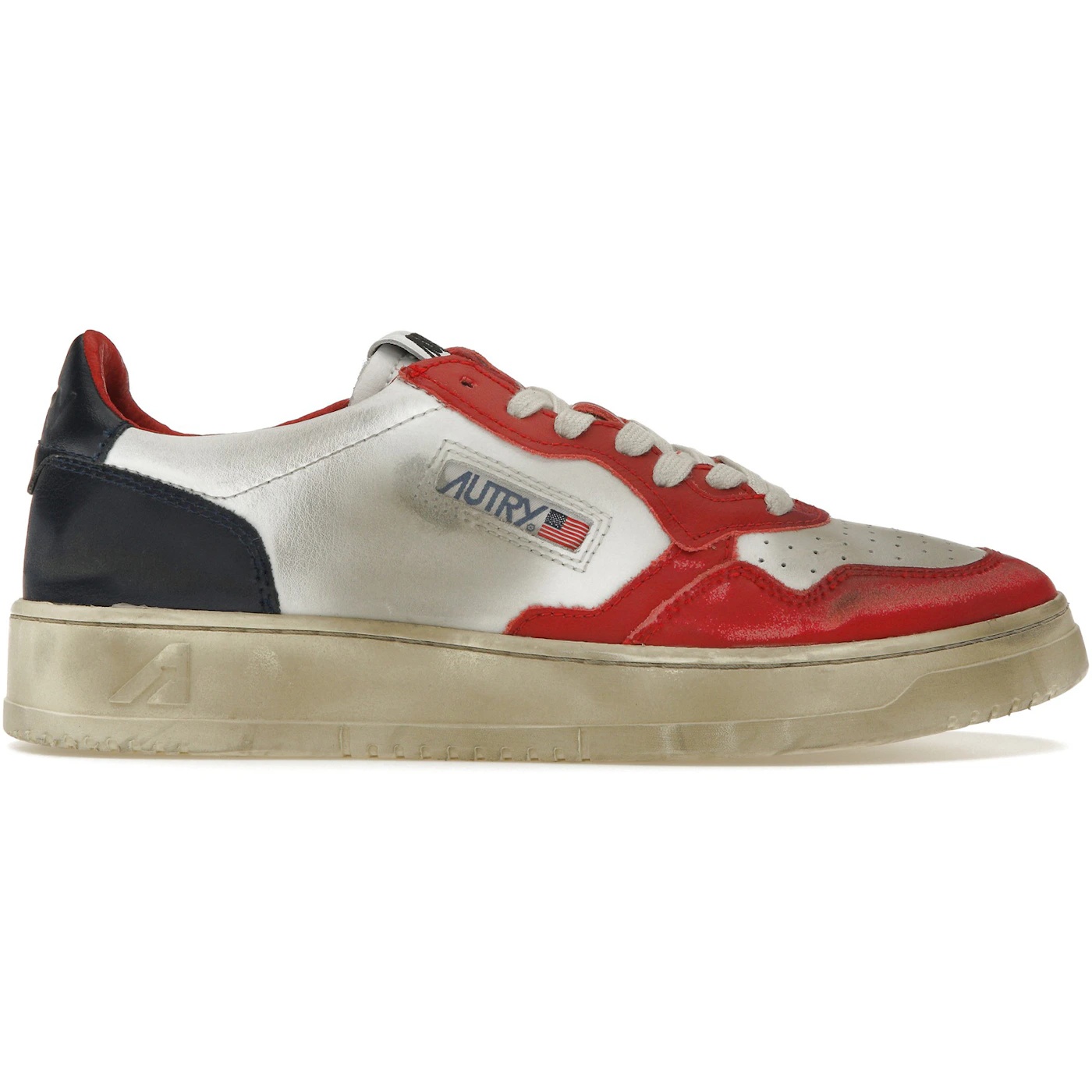 Autry Medalist Leather Low Super Vintage White Blue Red 1 Autry Medalist Leather Low Super Vintage White Blue Red 2