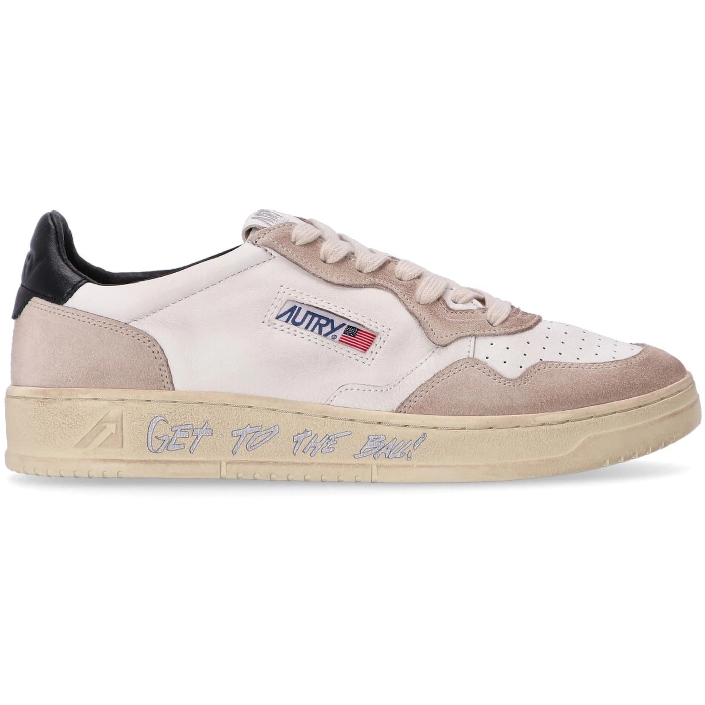 Autry Medalist Leather Low White Beige Black 2 Autry Medalist Leather Low White Beige Black 1