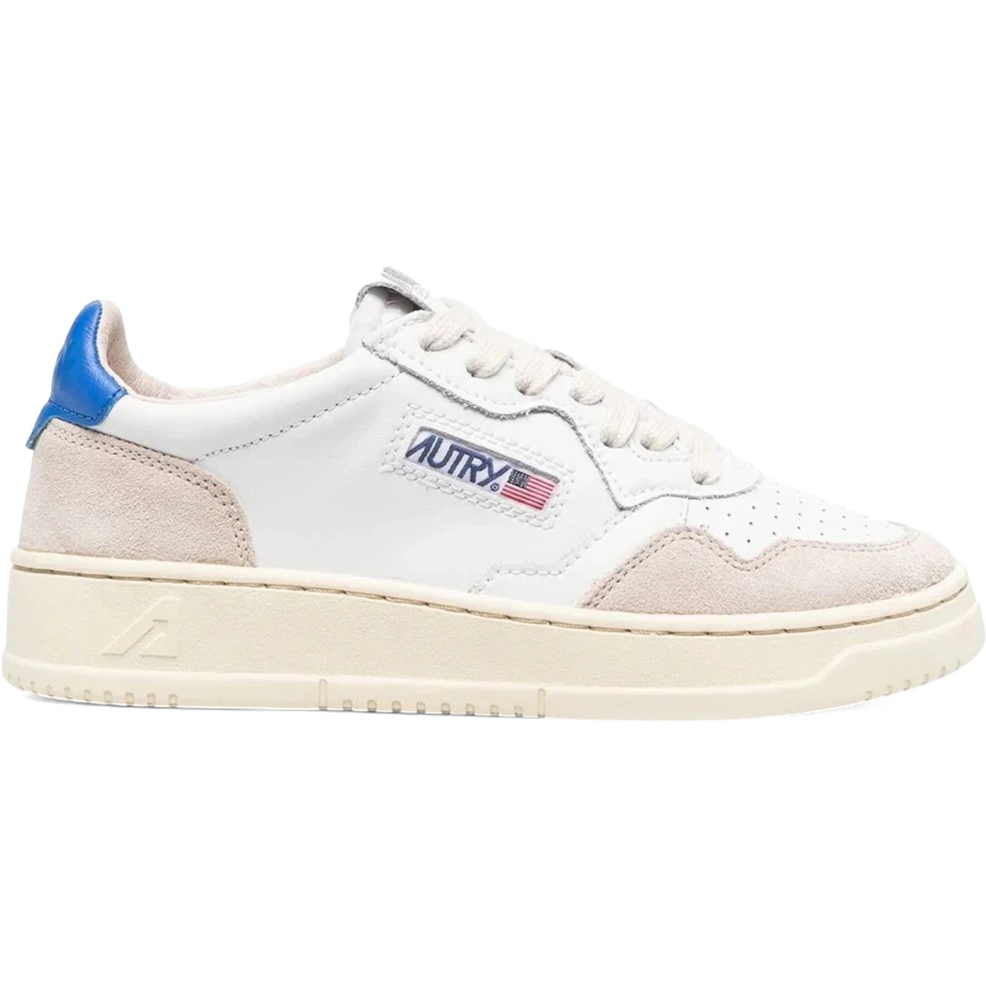 Autry Medalist Leather Low White Beige Blue Womens 1