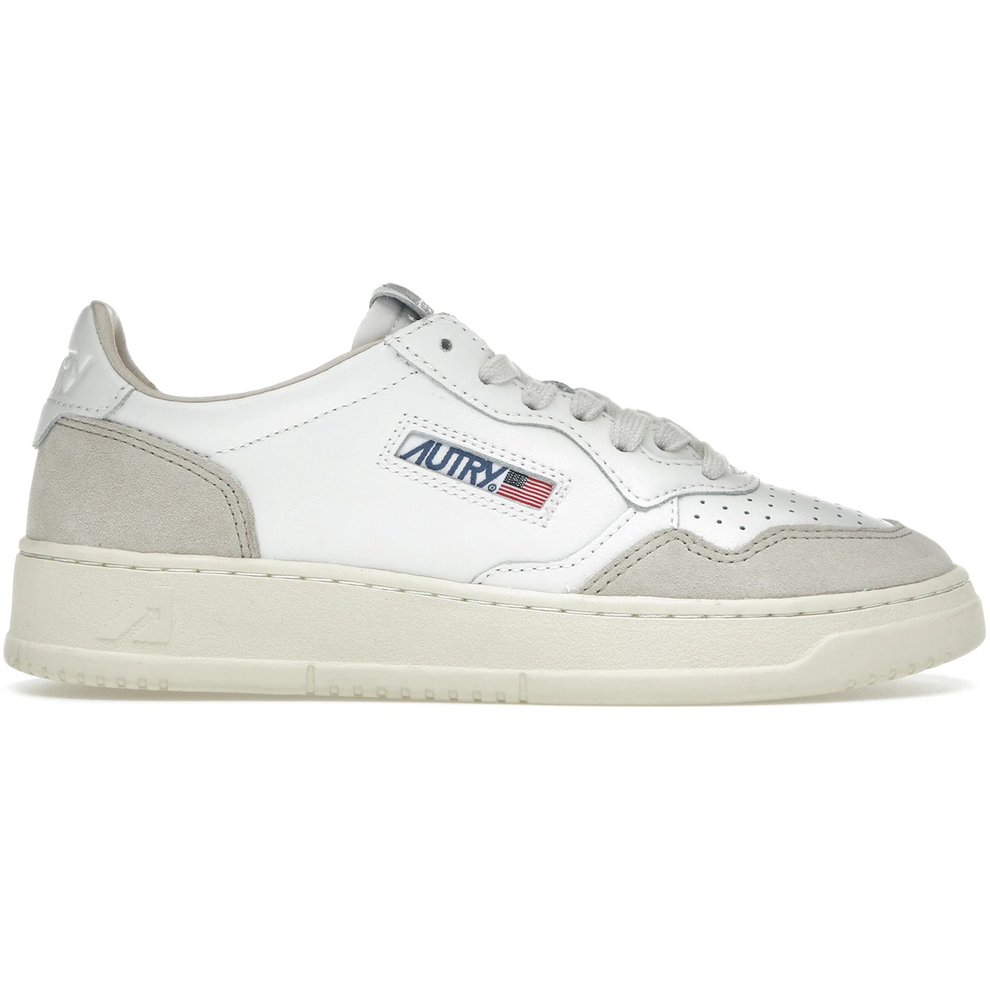 Autry Medalist Leather Low White Beige Suede (Womens) 1 Autry Medalist Leather Low White Beige Suede Womens 3